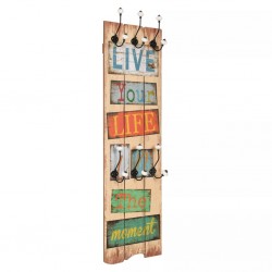 Sonata Закачалка за дрехи с 6 куки, 120х40 см, "LIVE LIFE" - Cuiere