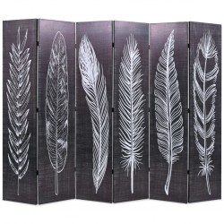 Sonata Сгъваем параван за стая, 228x170 см, пера, черно и бяло - Electrocasnice și accesorii pentru living