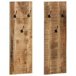 Sonata Закачалки за стена, 2 бр, мангова дървесина масив, 36x110x3 см - Cuiere