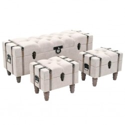 Sonata Комплект 3 бр пейки за съхранение дърво и стомана 112x37x45 см - Taburete