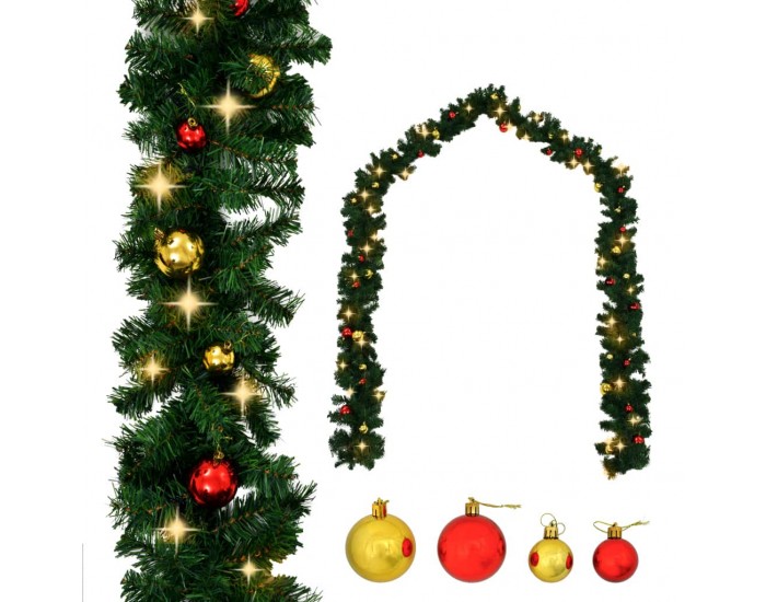 Sonata Коледен гирлянд, декориран с топки и LED лампички, 10 м -