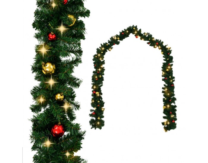 Sonata Коледен гирлянд, декориран с топки и LED лампички, 10 м -