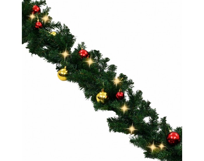 Sonata Коледен гирлянд, декориран с топки и LED лампички, 10 м -