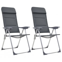 Sonata Къмпинг столове, 2 бр, сиви, 58x69x111 см, алуминий - Camping și turism