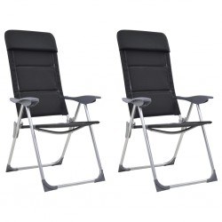 Sonata Къмпинг столове, 2 бр, черни, 58x69x111 см, алуминий - Camping și turism