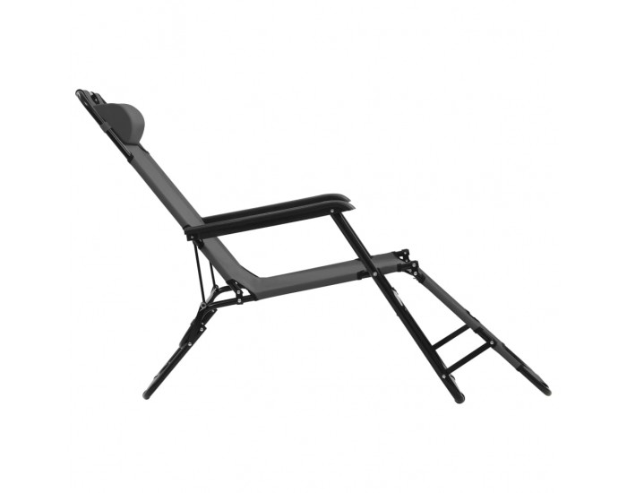 Sonata Сгъваеми шезлонги с подложки за крака, 2 бр, стомана, сиви -