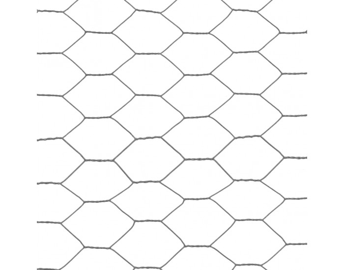 Sonata Хексагонална стоманена мрежа с PVC покритие, 25x1 м, сива -
