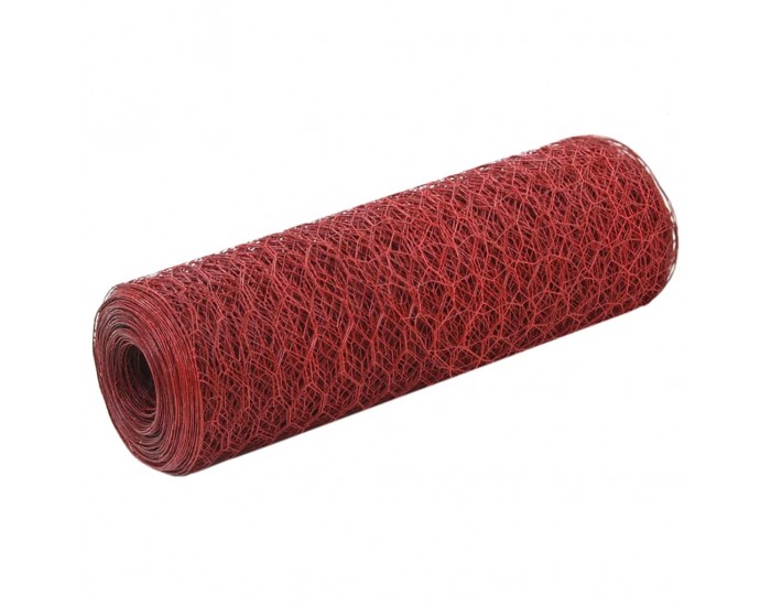 Sonata Хексагонална стоманена мрежа с PVC покритие, 25x0,5 м, червена -