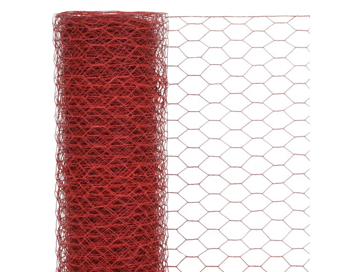 Sonata Хексагонална стоманена мрежа с PVC покритие, 25x0,75 м, червена -