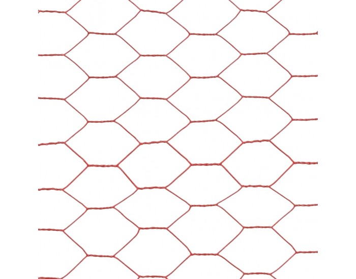 Sonata Хексагонална стоманена мрежа с PVC покритие, 25x0,75 м, червена -