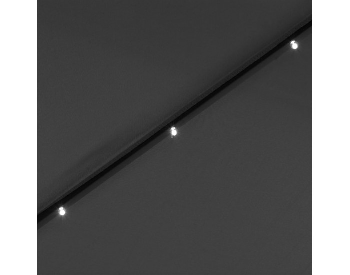 Sonata Градински чадър с LED светлини, стоманен прът, 300 см, антрацит -