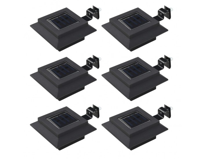 Sonata Градински соларни лампи, 6 бр, LED, квадратни, 12 см, черни -