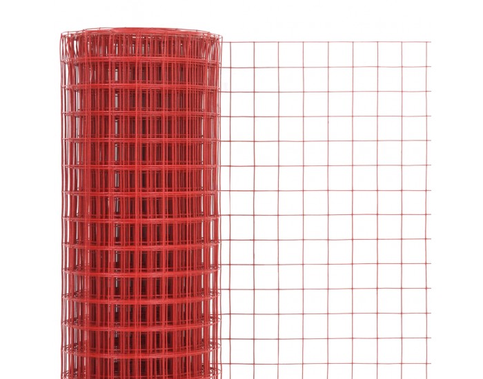Sonata Стоманена мрежа с PVC покритие квадратни отвори 10x1 м червена -