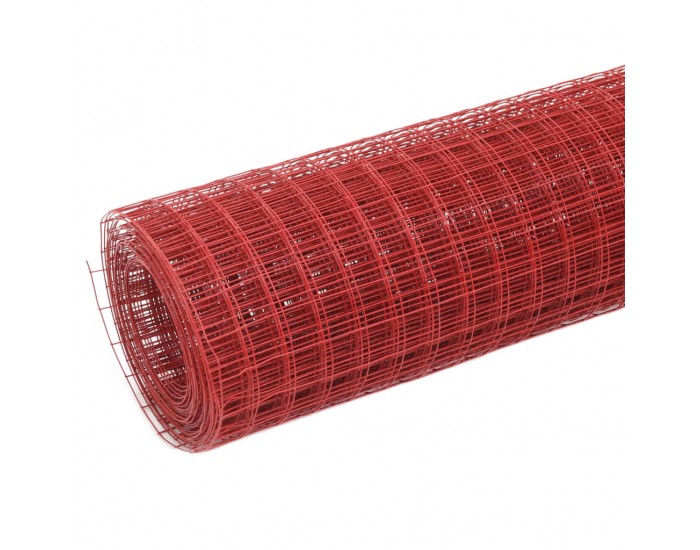Sonata Стоманена мрежа PVC покритие квадратни отвори 10x1,5 м червена -