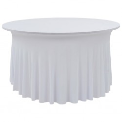 Sonata 2 бр стреч покривки за маса с драперия, 150x74 см, бели - Comparare produse