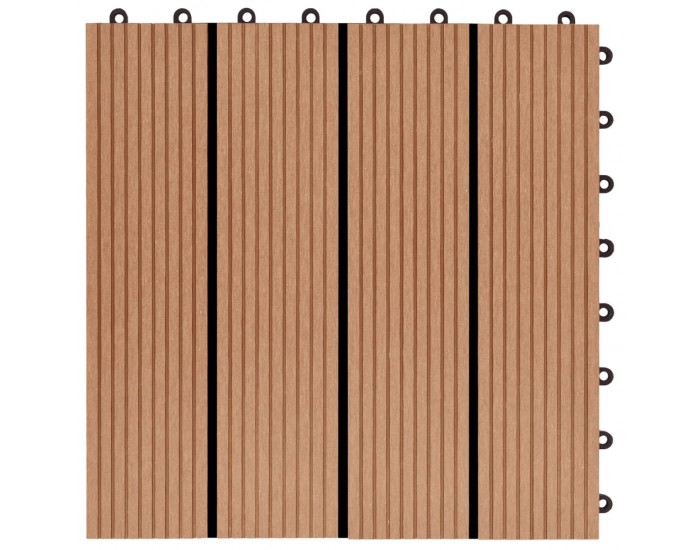 Sonata 11 бр декинг плочки, WPC, 30x30 см, 1 кв.м., цвят тик -