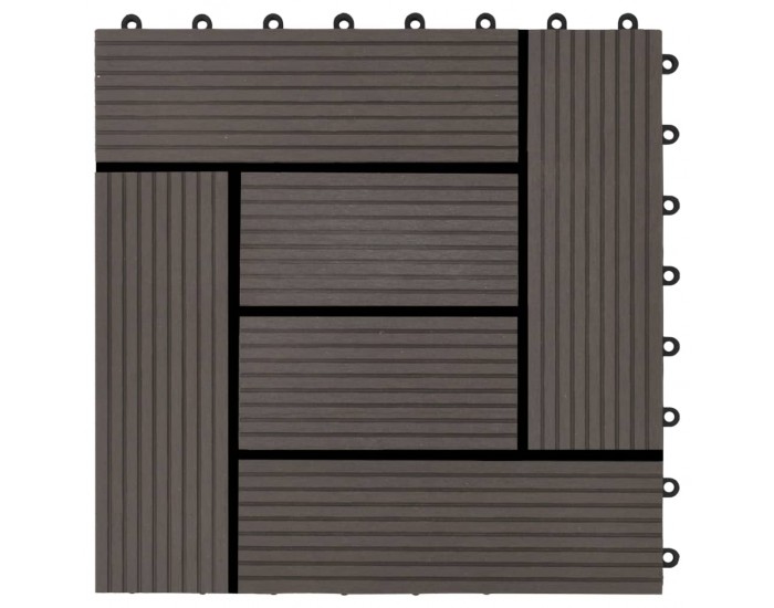 Sonata 11 бр декинг плочки, WPC, 30x30 см, 1 кв.м., тъмнокафяви -