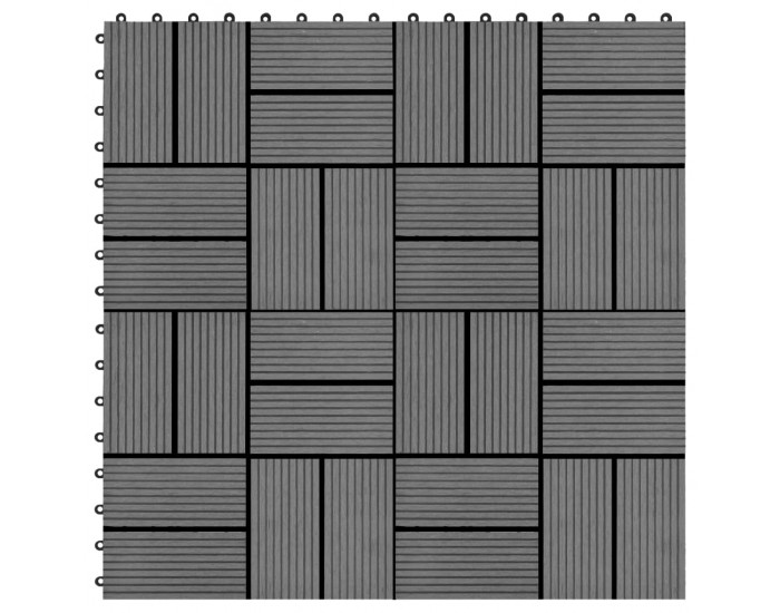 Sonata 11 бр декинг плочки, WPC, 30x30 см, 1 кв.м., сиви -