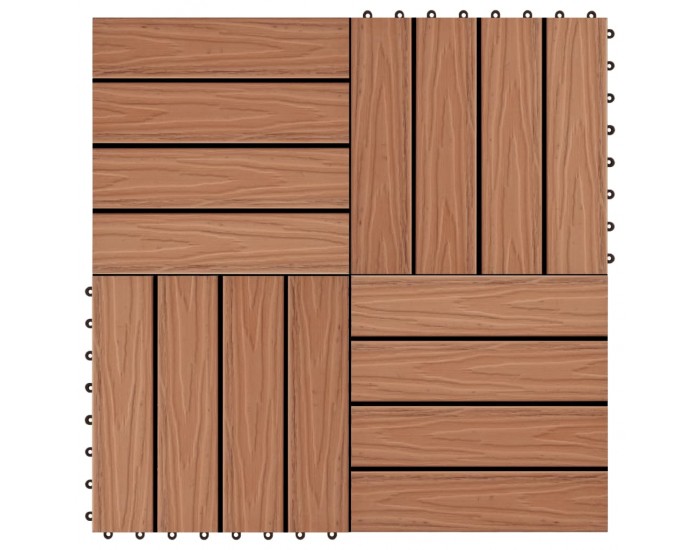 Sonata WPC декинг плочки, релефни, 11 бр 30x30 см 1 кв.м. светлокафяви -