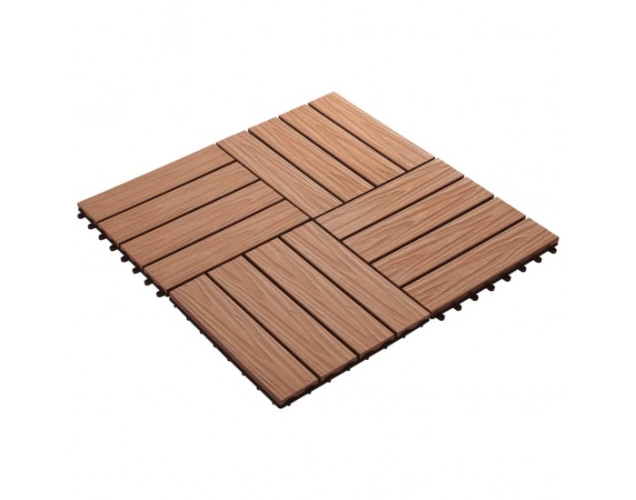 Sonata WPC декинг плочки, релефни, 11 бр 30x30 см 1 кв.м. светлокафяви -