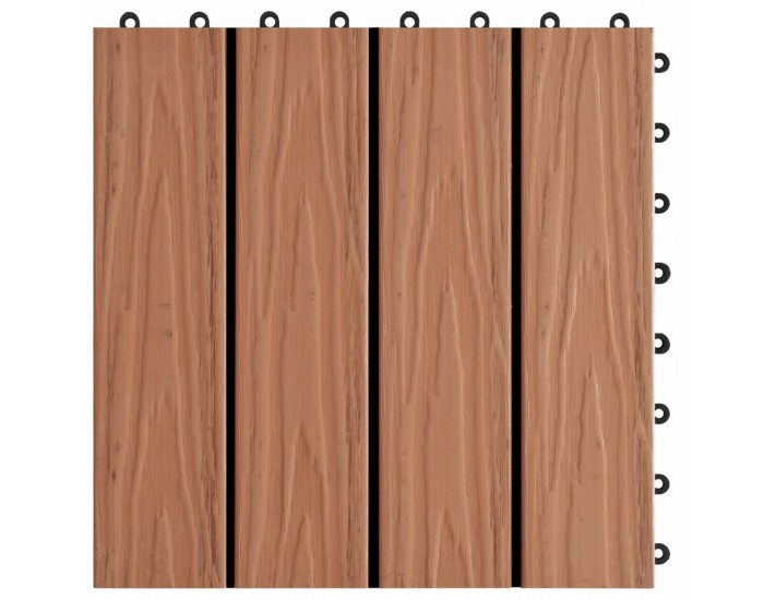 Sonata WPC декинг плочки, релефни, 11 бр 30x30 см 1 кв.м. светлокафяви -