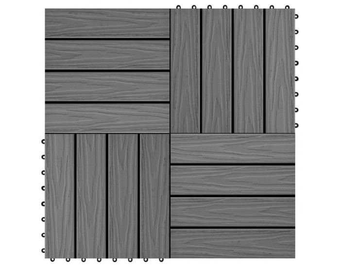 Sonata 11 бр WPC декинг плочки релефни 30x30 см 1 кв.м. сиви -