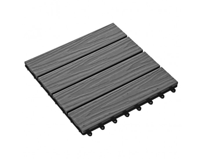 Sonata 11 бр WPC декинг плочки релефни 30x30 см 1 кв.м. сиви -