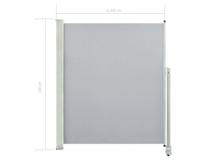 Sonata Прибираща се странична тента, 160х300 см, сива -
