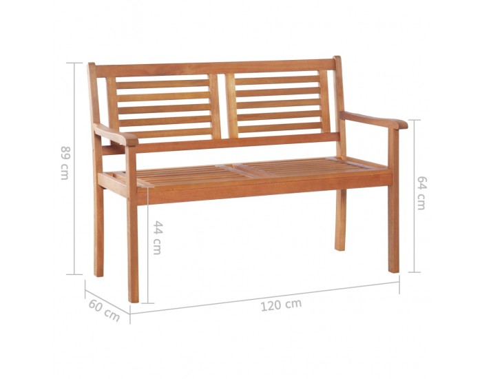 Sonata 2-местна градинска пейка, 120 cм, евкалиптово дърво масив -