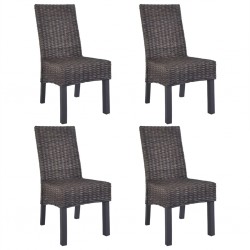 Sonata H Трапезни столове, 4 бр, кафяви, кубу ратан и мангова дървесина - Scaune de dining
