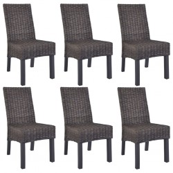 Sonata H Трапезни столове, 6 бр, кафяви, кубу ратан и мангова дървесина - Scaune de dining