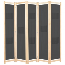 Sonata Параван за стая, 5 панела, сив, 200x170x4 cм, текстил - Electrocasnice și accesorii pentru living