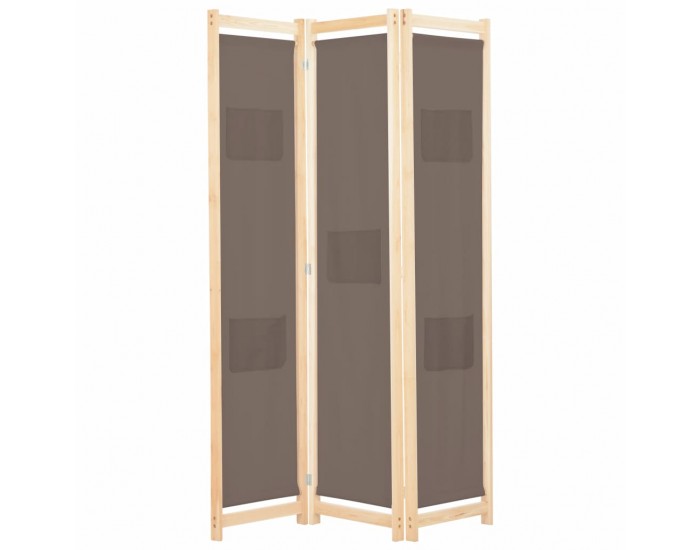 Sonata Параван за стая, 3 панела, кафяв, 120x170x4 cм, текстил -