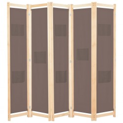 Sonata Параван за стая, 5 панела, кафяв, 200x170x4 cм, текстил - Electrocasnice și accesorii pentru living