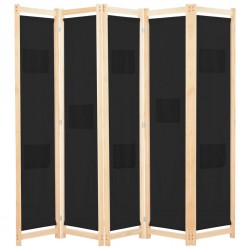 Sonata Параван за стая, 5 панела, черен, 200x170x4 cм, текстил - Electrocasnice și accesorii pentru living