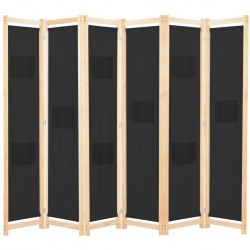 Sonata Параван за стая, 6 панела, черен, 240х170х4 cм, текстил - Electrocasnice și accesorii pentru living