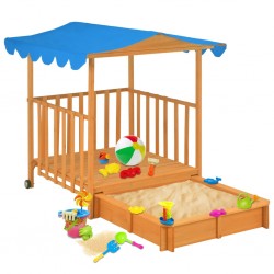 Sonata Детска къща за игра с пясъчник, дърво, синьо, UV50 - Construcții de exterior