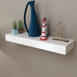 Sonata Окачен стеннен рафт с чекмедже, 1 бр, бяло, 80 см, с дефект - Living