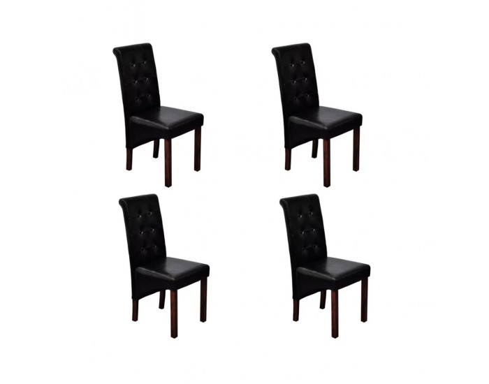 Sonata H Tрапезни столове, 4 бр, черни, изкуствена кожа
