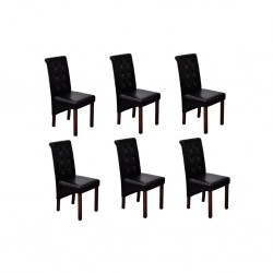 Sonata Scaune de sufragerie, 6 buc., negru, piele ecologică