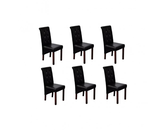 Sonata Scaune de sufragerie, 6 buc., negru, piele ecologică