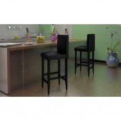 Sonata H Бар табуретки, 4 бр, черни, изкуствена кожа - Scaune de bar