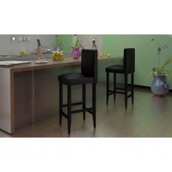 Sonata H Бар табуретки, 6 бр, черни, изкуствена кожа - Scaune de bar