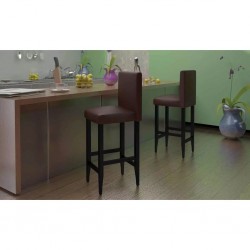 Sonata H Бар табуретки, 4 бр, тъмнокафяви, изкуствена кожа - Scaune de bar