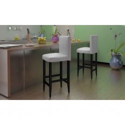 Sonata H Бар табуретки, 6 бр, бели, изкуствена кожа - Scaune de bar