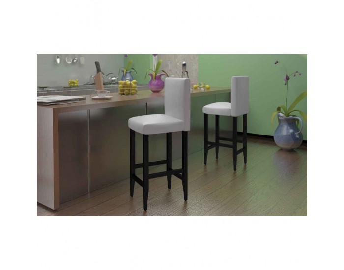 Sonata H Бар табуретки, 6 бр, бели, изкуствена кожа
