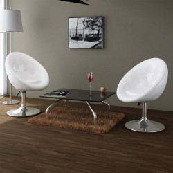 vSonata H Бар табуретки, 2 бр, бели, изкуствена кожа - Scaune de bar