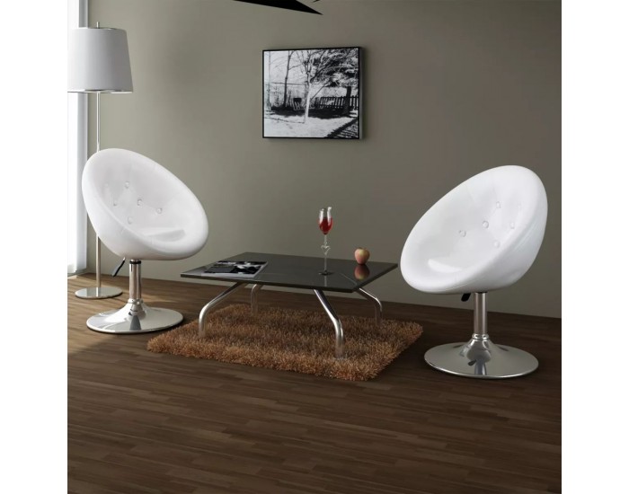 vSonata H Бар табуретки, 2 бр, бели, изкуствена кожа