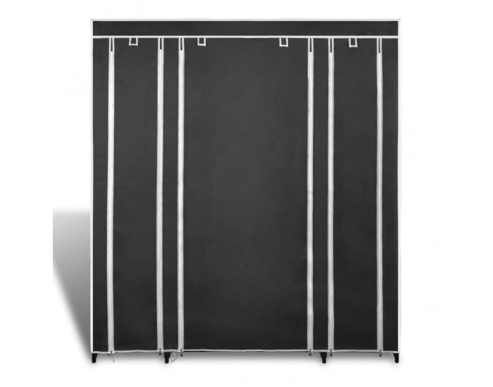 Sonata Текстилен гардероб с отделения и летви, 45 x 150 x176 см, черен -