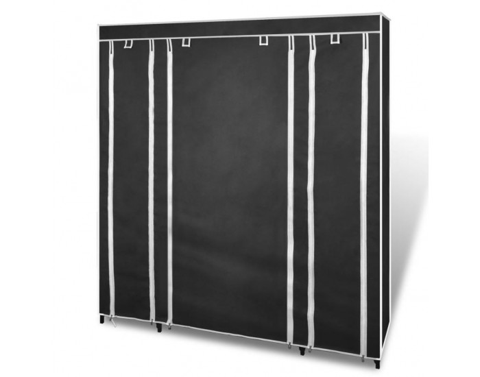 Sonata Текстилен гардероб с отделения и летви, 45 x 150 x176 см, черен -